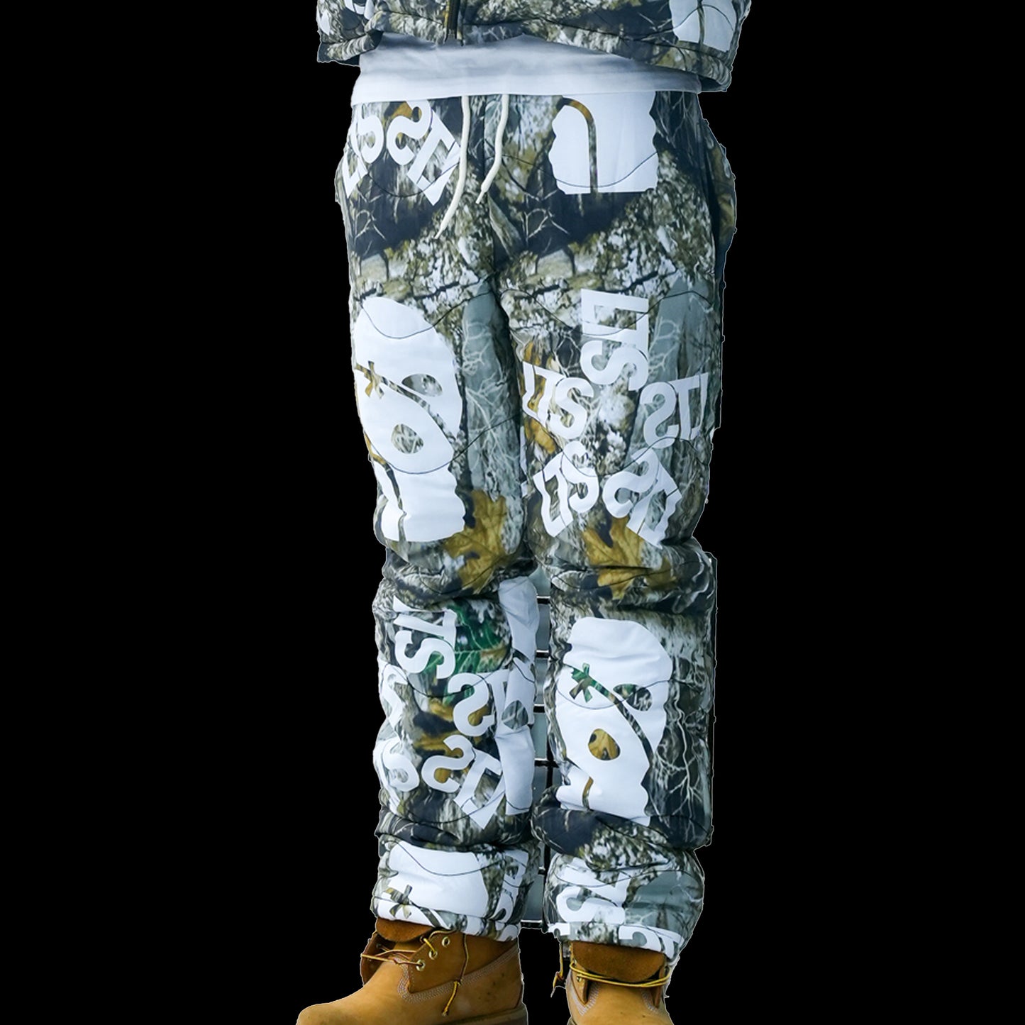 LTS Ambigram Nature Print Camo Puffer Pants