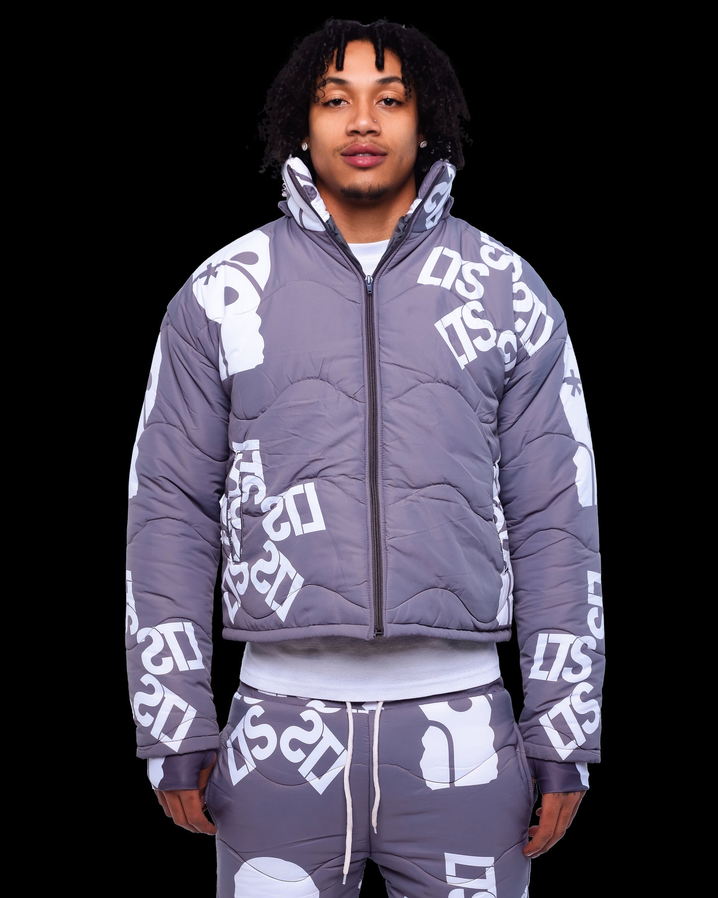 LTS Grey Ambigram Puffer Jacket